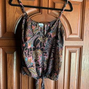 Allison Joy size large spaghetti strap Tank button front tie front from evereve